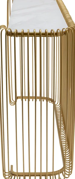 Konsola Glamour Złota Blat Szklany 142x43 Cm