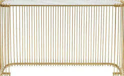 Konsola Glamour Złota Blat Szklany 142x43 Cm
