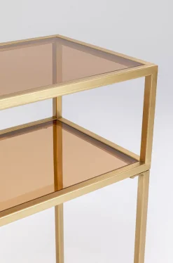 Konsola Loft 85x30 Cm Złota - Blat Szklany
