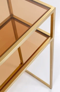 Konsola Loft 85x30 Cm Złota - Blat Szklany