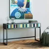 Konsola Z Szufladami MDF Czarna 136x40 Cm Front Kolorowy