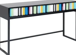 Konsola Z Szufladami MDF Czarna 136x40 Cm Front Kolorowy