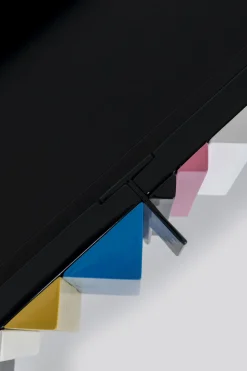 Konsola Z Szufladami MDF Czarna 136x40 Cm Front Kolorowy