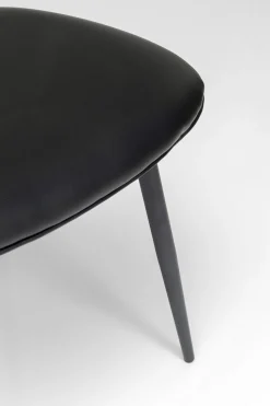 Krzesło Do Jadalni Czarne Oparcie Naturalne Nogi Stalowe 47x81 Cm