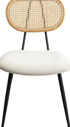 Krzesło Do Jadalni Kremowe Oparcie Naturalne Nogi Stalowe 47x81 Cm