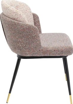 Krzesło Do Jadalni Tapicerowane Brązowo-beżowe Nogi Czarno-złote 52xs81 Cm