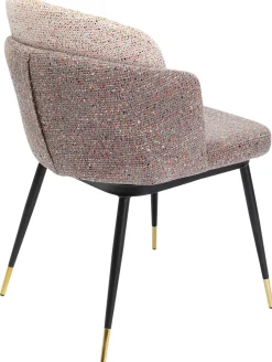 Krzesło Do Jadalni Tapicerowane Brązowo-beżowe Nogi Czarno-złote 52xs81 Cm