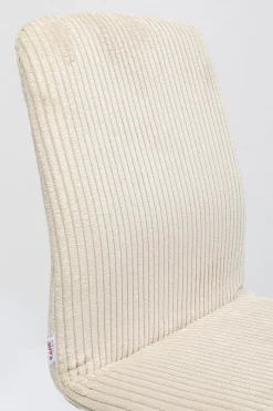 Krzesło Do Jadalni Tapicerka Kremowa Nogi Dębowe Olejowane 44x92 Cm