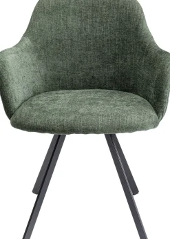 Krzesło Obrotowe Z Podłokietnikami Zielone Nogi Czarne 62x83 Cm