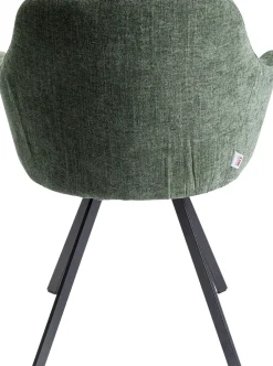 Krzesło Obrotowe Z Podłokietnikami Zielone Nogi Czarne 62x83 Cm