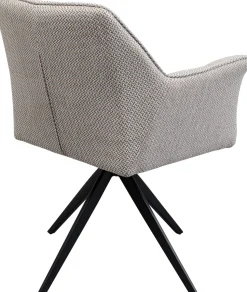 Krzesło Obrotowe Z Podłokietnikami Tapicerowane Szare Nogi Czarne 65x85 Cm