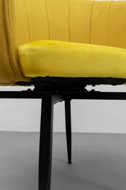 Krzesło Obrotowe Z Podłokietnikami Kolor żółty Nogi Ze Stali Czarne 60x81 Cm