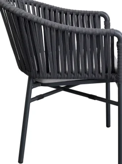 Krzesło Ogrodowe Z Podłokietnikami Ciemnoszare Rama Aluminiowa 57x76 Cm