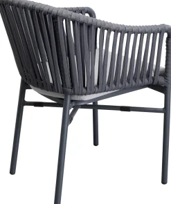 Krzesło Ogrodowe Z Podłokietnikami Ciemnoszare Rama Aluminiowa 57x76 Cm
