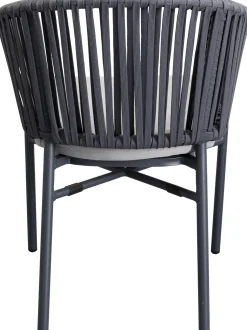 Krzesło Ogrodowe Z Podłokietnikami Ciemnoszare Rama Aluminiowa 57x76 Cm