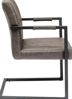Krzesło Swing Z Podłokietnikami Loft Brązowe Nogi Czarne 54x87 Cm