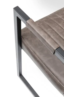 Krzesło Swing Z Podłokietnikami Loft Brązowe Nogi Czarne 54x87 Cm