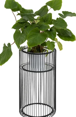 Kwietnik Stalowy Loft Czarny Półka Szklana Ø37x70 Cm
