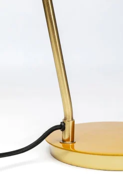 Lampa Biurkowa Stalowa Złota Z Pomarańczowym Kloszem 56 Cm