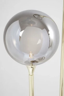 Lampa Podłogowa Al Capone Tre 37x176 Cm Złota Klosze Przydymione