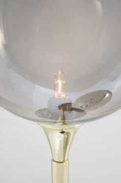 Lampa Podłogowa Al Capone Tre 37x176 Cm Złota Klosze Przydymione