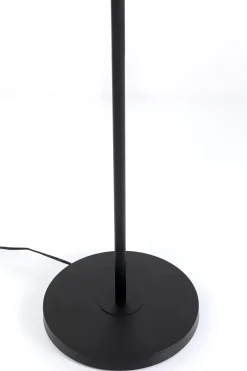 Lampa Podłogowa Czarna Klosze Szklane Transparentne I Miedziane 165 Cm