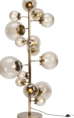 Lampa Podłogowa Duża Złota Klosze Szklane Kule Przydymione 160 Cm