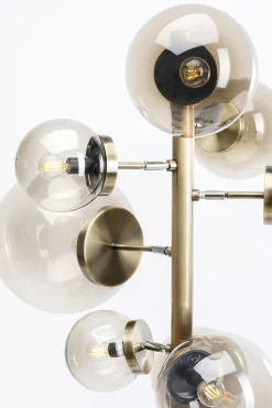 Lampa Podłogowa Duża Złota Klosze Szklane Kule Przydymione 160 Cm