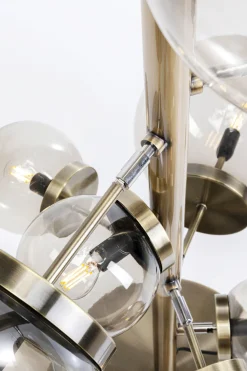 Lampa Podłogowa Duża Złota Klosze Szklane Kule Przydymione 160 Cm