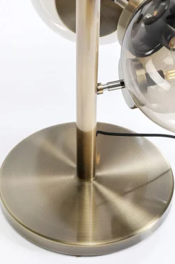 Lampa Podłogowa Duża Złota Klosze Szklane Kule Przydymione 160 Cm
