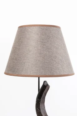 Lampa Podłogowa Motyw Zwierzęcy Słoń 154 Cm Abażur Beżowy Lniany