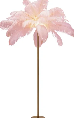 Lampa Podłogowa Palma Różowa Strusie Pióra 165 Cm Podstawa Złota