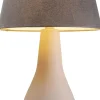 Lampa Podłogowa Podstawa Stalowa Beżowa Abażur Lniany Szary Ø42x99 Cm