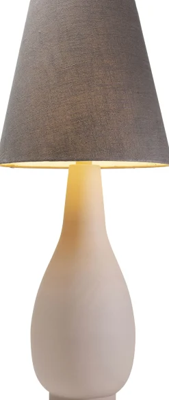 Lampa Podłogowa Podstawa Stalowa Beżowa Abażur Lniany Szary Ø42x99 Cm