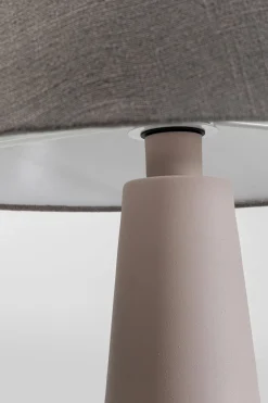 Lampa Podłogowa Podstawa Stalowa Beżowa Abażur Lniany Szary Ø42x99 Cm