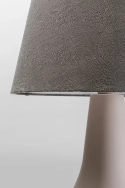 Lampa Podłogowa Podstawa Stalowa Beżowa Abażur Lniany Szary Ø42x99 Cm