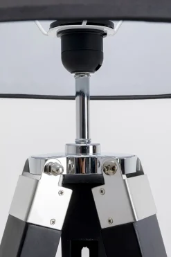 Lampa Podłogowa Trójnóg Z Regulacją Wysokości Drewniana Czarna 99-144 Cm