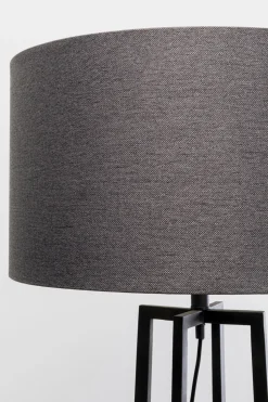 Lampa Podłogowa Z Abażurem Czarna Stal 160 Cm