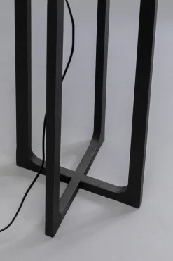 Lampa Podłogowa Z Abażurem Czarna Stal 160 Cm