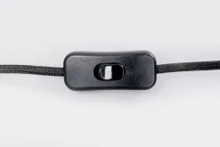 Lampa Podłogowa Ze Szklaną Brązową Podstawą Abażur Z Tkaniny Niebieskiej 106 Cm