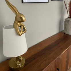 Lampa Stołowa Animal Rabbit 17x50 Cm Złota - Klosz Biały