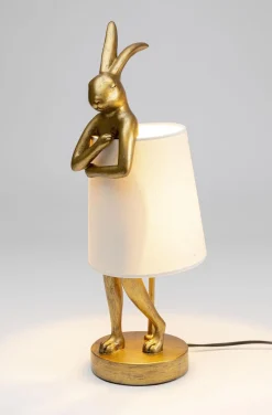 Lampa Stołowa Animal Rabbit 17x50 Cm Złota - Klosz Biały