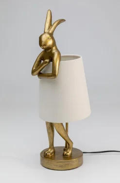 Lampa Stołowa Animal Rabbit 17x50 Cm Złota - Klosz Biały