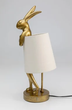 Lampa Stołowa Animal Rabbit 17x50 Cm Złota - Klosz Biały