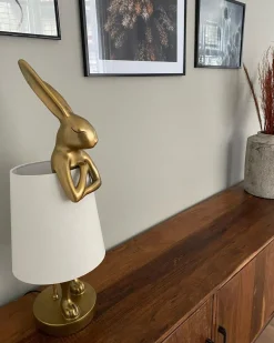 Lampa Stołowa Animal Rabbit 17x50 Cm Złota - Klosz Biały