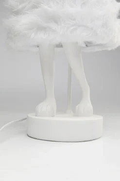 Lampa Stołowa Biała Królik Abażur Futrzasty 68 Cm