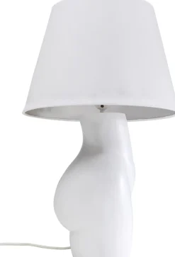 Lampa Stołowa Biała Z Abażurem Motyw Ludzkiego Ciała Ø30x48 Cm