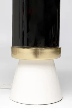 Lampa Stołowa Biało-czarna Stalowa Emaliowana 51 Cm