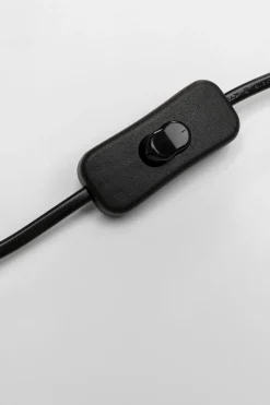 Lampa Stołowa Czarna Królik Abażur Futrzasty 50 Cm