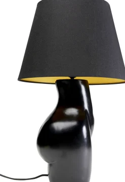 Lampa Stołowa Czarna Z Abażurem Motyw Ludzkiego Ciała Ø30x48 Cm